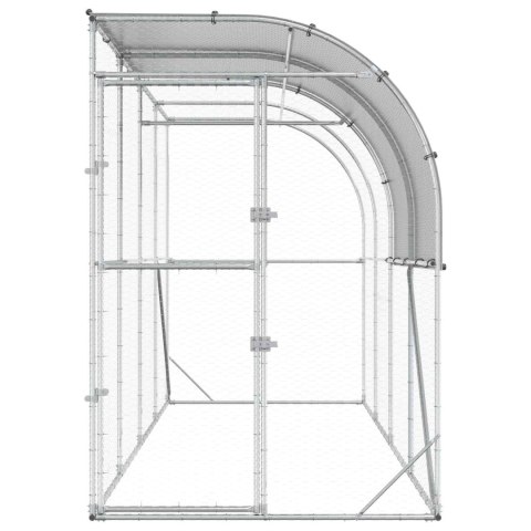 VidaXL Kurnik przy ścianie srebrny 400 x 150 x 215 cm Stal ocynkowana
