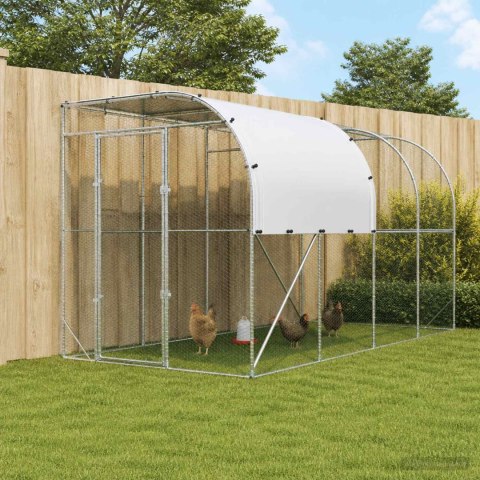 VidaXL Kurnik przy ścianie srebrny 400 x 200 x 215 cm Stal ocynkowana