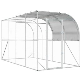 VidaXL Kurnik przy ścianie srebrny 400 x 200 x 215 cm Stal ocynkowana