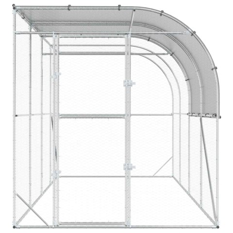 VidaXL Kurnik przy ścianie srebrny 400 x 200 x 215 cm Stal ocynkowana