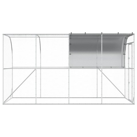 VidaXL Kurnik przy ścianie srebrny 400 x 200 x 215 cm Stal ocynkowana
