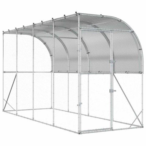 VidaXL Kurnik przy ścianie srebrny 600 x 150 x 215 cm Stal ocynkowana