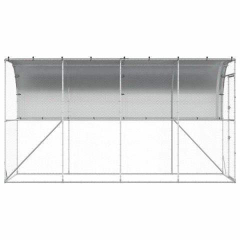 VidaXL Kurnik przy ścianie srebrny 600 x 150 x 215 cm Stal ocynkowana