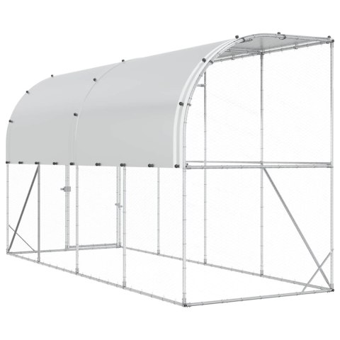 VidaXL Kurnik przy ścianie srebrny 600 x 150 x 215 cm Stal ocynkowana
