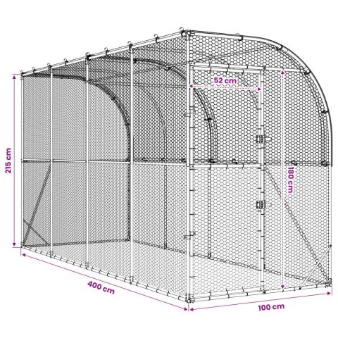 VidaXL Kurnik przy ścianie srebrny 600 x 150 x 215 cm Stal ocynkowana