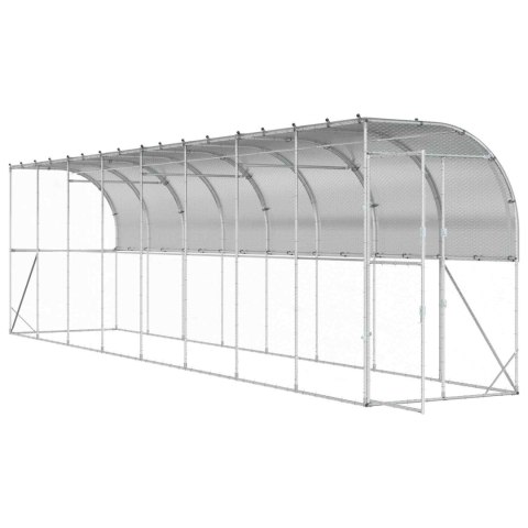 VidaXL Kurnik przy ścianie srebrny 600 x 150 x 215 cm Stal ocynkowana