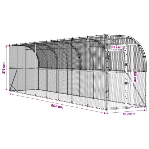 VidaXL Kurnik przy ścianie srebrny 600 x 150 x 215 cm Stal ocynkowana