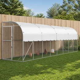 VidaXL Kurnik przy ścianie srebrny 600 x 150 x 215 cm Stal ocynkowana
