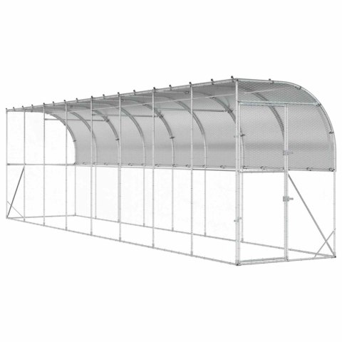 VidaXL Kurnik przy ścianie srebrny 600 x 150 x 215 cm Stal ocynkowana