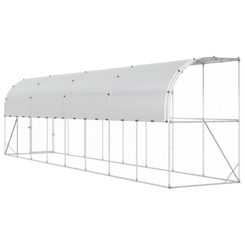 VidaXL Kurnik przy ścianie srebrny 600 x 150 x 215 cm Stal ocynkowana