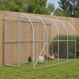 VidaXL Kurnik przy ścianie srebrny 600 x 150 x 215 cm Stal ocynkowana