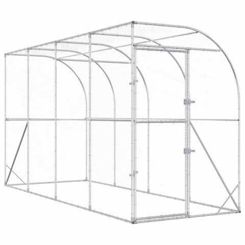VidaXL Kurnik przy ścianie srebrny 600 x 150 x 215 cm Stal ocynkowana