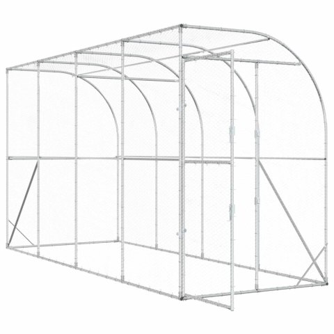 VidaXL Kurnik przy ścianie srebrny 600 x 150 x 215 cm Stal ocynkowana