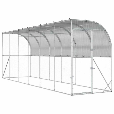 VidaXL Kurnik przy ścianie srebrny 600 x 150 x 215 cm Stal ocynkowana