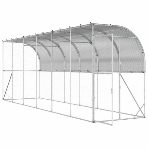VidaXL Kurnik przy ścianie srebrny 600 x 150 x 215 cm Stal ocynkowana