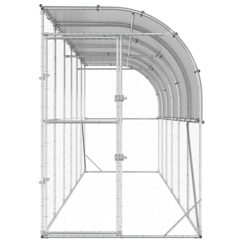 VidaXL Kurnik przy ścianie srebrny 600 x 150 x 215 cm Stal ocynkowana