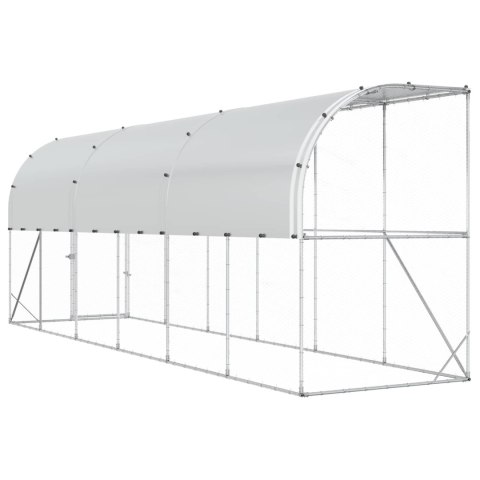 VidaXL Kurnik przy ścianie srebrny 600 x 150 x 215 cm Stal ocynkowana