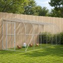 VidaXL Kurnik przy ścianie srebrny 600 x 150 x 215 cm Stal ocynkowana