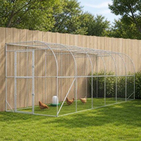 VidaXL Kurnik przy ścianie srebrny 600 x 150 x 215 cm Stal ocynkowana