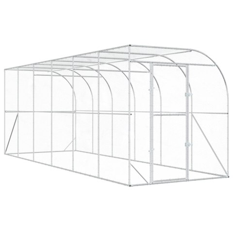 VidaXL Kurnik przy ścianie srebrny 600 x 150 x 215 cm Stal ocynkowana