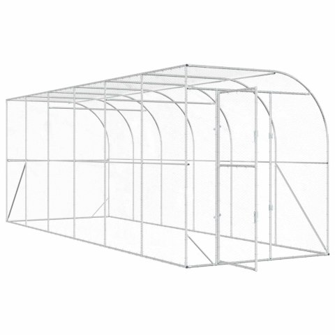 VidaXL Kurnik przy ścianie srebrny 600 x 150 x 215 cm Stal ocynkowana