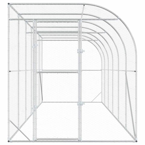 VidaXL Kurnik przy ścianie srebrny 600 x 150 x 215 cm Stal ocynkowana