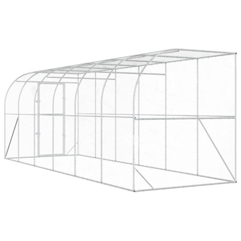 VidaXL Kurnik przy ścianie srebrny 600 x 150 x 215 cm Stal ocynkowana
