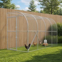 VidaXL Kurnik przy ścianie srebrny 600 x 150 x 215 cm Stal ocynkowana