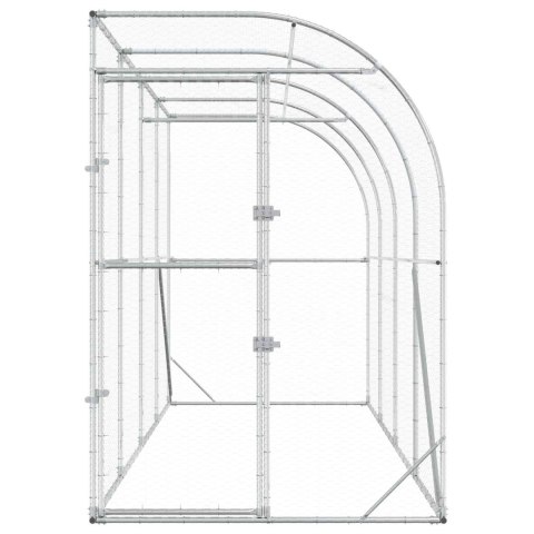 VidaXL Kurnik przy ścianie srebrny 600 x 150 x 215 cm Stal ocynkowana