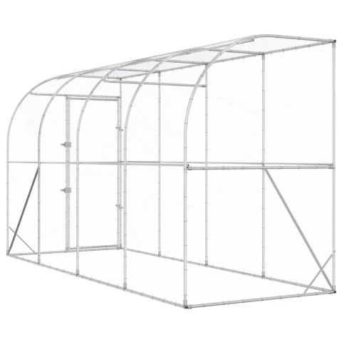 VidaXL Kurnik przy ścianie srebrny 600 x 150 x 215 cm Stal ocynkowana