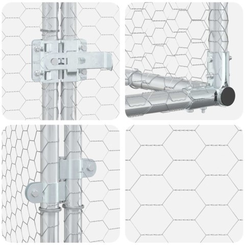 VidaXL Kurnik przy ścianie srebrny 600 x 150 x 215 cm Stal ocynkowana