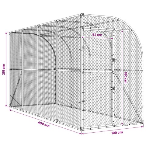 VidaXL Kurnik przy ścianie srebrny 600 x 150 x 215 cm Stal ocynkowana