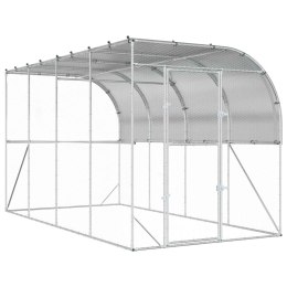 VidaXL Kurnik przy ścianie srebrny 600 x 150 x 215 cm Stal ocynkowana