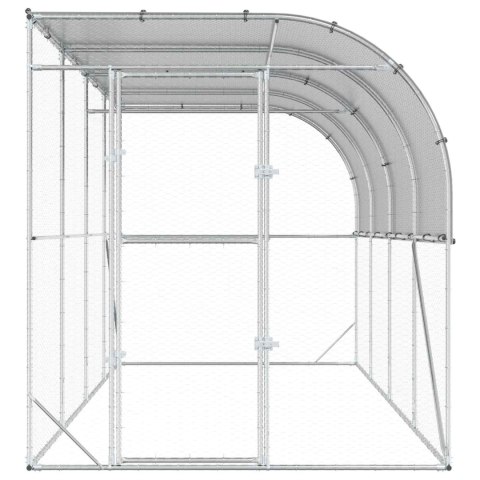 VidaXL Kurnik przy ścianie srebrny 600 x 150 x 215 cm Stal ocynkowana