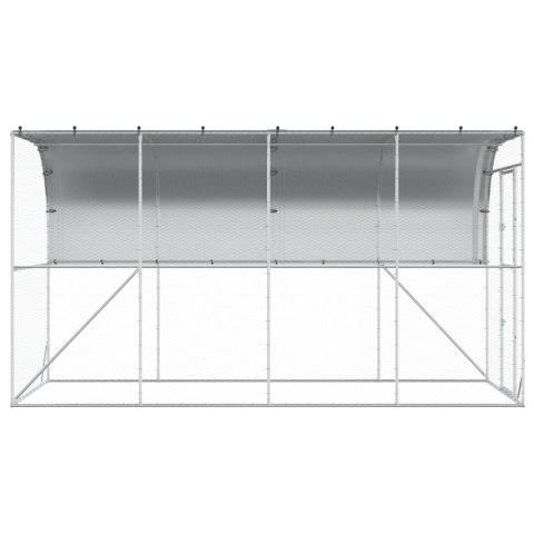 VidaXL Kurnik przy ścianie srebrny 600 x 150 x 215 cm Stal ocynkowana