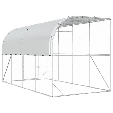 VidaXL Kurnik przy ścianie srebrny 600 x 150 x 215 cm Stal ocynkowana