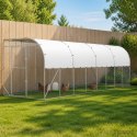 VidaXL Kurnik przy ścianie srebrny 600 x 150 x 215 cm Stal ocynkowana