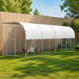VidaXL Kurnik przy ścianie srebrny 600 x 150 x 215 cm Stal ocynkowana