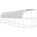 VidaXL Kurnik przy ścianie srebrny 600 x 150 x 215 cm Stal ocynkowana
