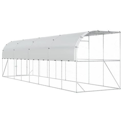 VidaXL Kurnik przy ścianie srebrny 600 x 150 x 215 cm Stal ocynkowana