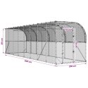 VidaXL Kurnik przy ścianie srebrny 600 x 150 x 215 cm Stal ocynkowana