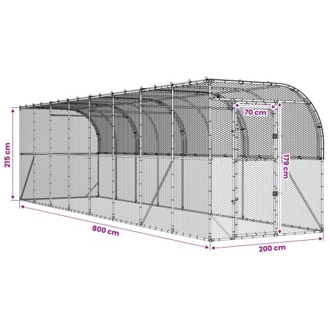 VidaXL Kurnik przy ścianie srebrny 600 x 150 x 215 cm Stal ocynkowana