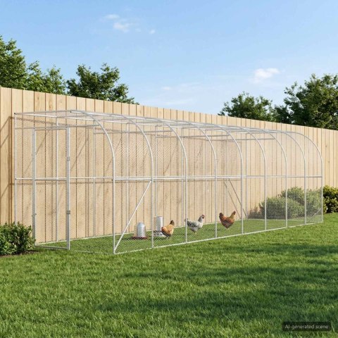 VidaXL Kurnik przy ścianie srebrny 600 x 150 x 215 cm Stal ocynkowana