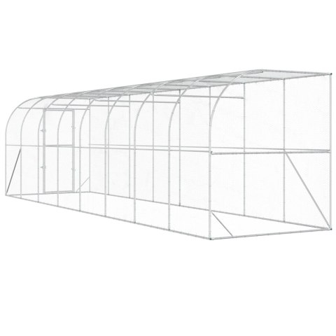VidaXL Kurnik przy ścianie srebrny 600 x 150 x 215 cm Stal ocynkowana