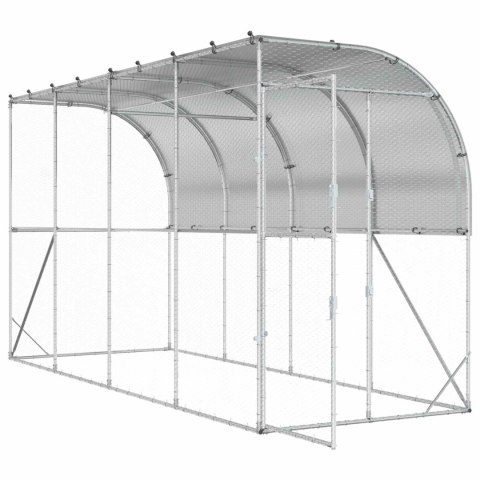 VidaXL Kurnik przy ścianie srebrny 600 x 150 x 215 cm Stal ocynkowana