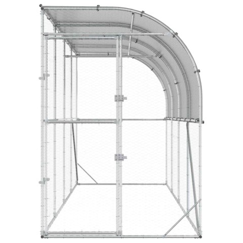 VidaXL Kurnik przy ścianie srebrny 600 x 150 x 215 cm Stal ocynkowana