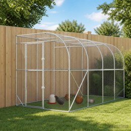 VidaXL Kurnik przy ścianie srebrny 600 x 150 x 215 cm Stal ocynkowana