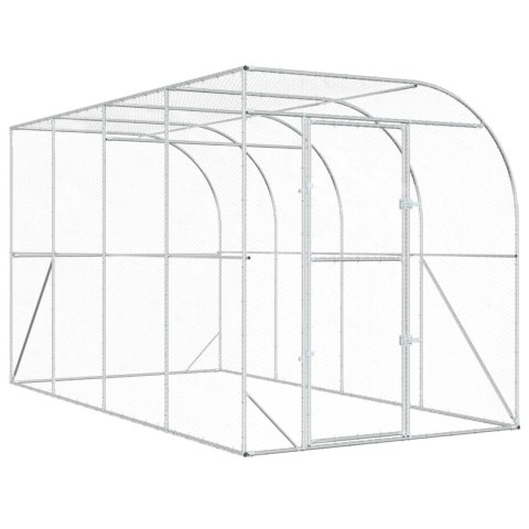 VidaXL Kurnik przy ścianie srebrny 600 x 150 x 215 cm Stal ocynkowana