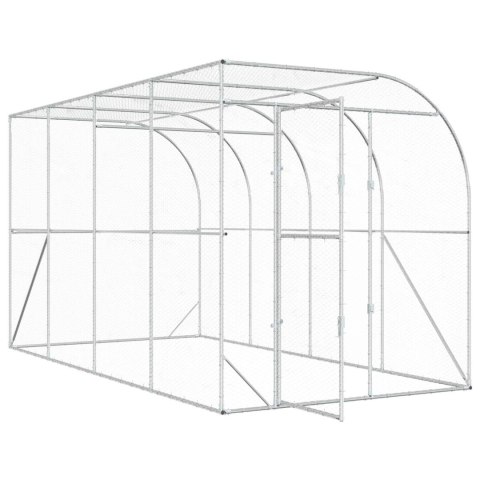 VidaXL Kurnik przy ścianie srebrny 600 x 150 x 215 cm Stal ocynkowana