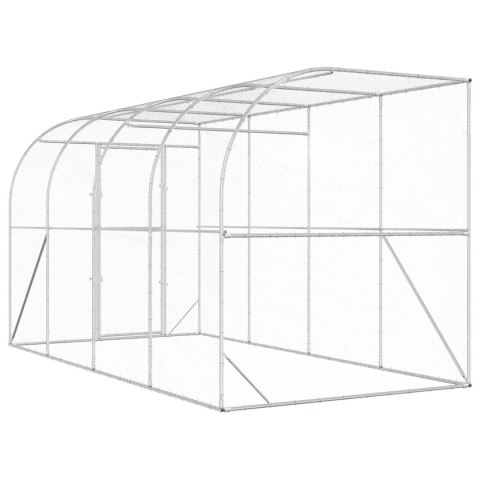 VidaXL Kurnik przy ścianie srebrny 600 x 150 x 215 cm Stal ocynkowana